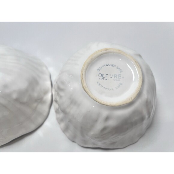 VTG OLFAIRE Portugal White Ceramic Shell Lidded Bowls Set Of 2- Coastal‎ Cottage - Picture 10 of 15